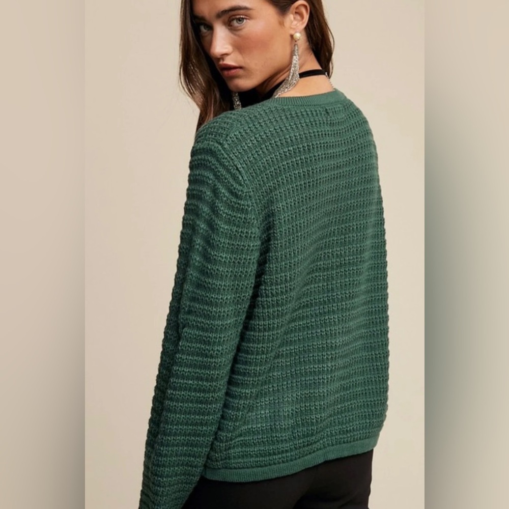 Listicle Dark Green Vintage Style Knit Cardigan Sweater NWT - Picture 2 of 12
